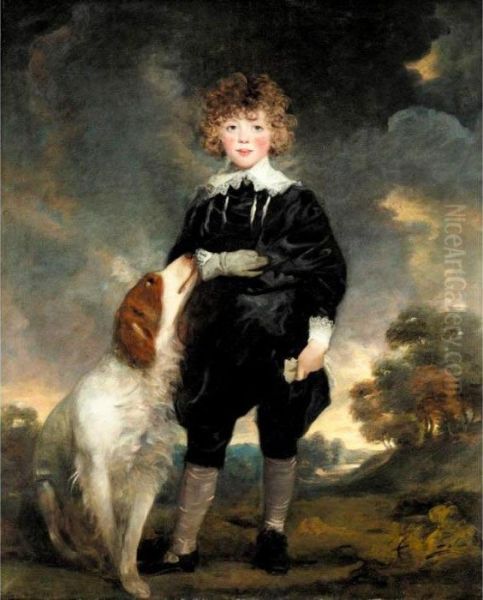 Portrait Of The Hon. Leicester 
Fitzgerald Charles Stanhope, Later 5th Earl Of Harrington (1784-1862), 
When A Child Oil Painting by John Hoppner