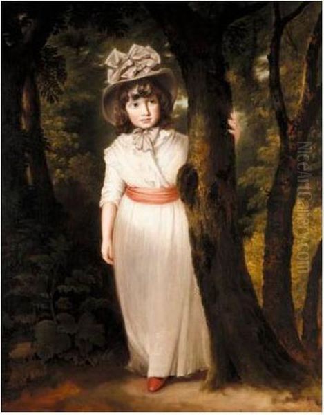 Portrait Of Miss Harriet Ann Seale (d.1802) As 'bo-peep' Oil Painting by John Hoppner