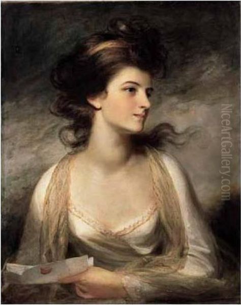 Portrait Of A Lady As Evelina Oil Painting by John Hoppner