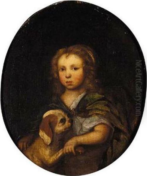 Portrait Of A Young Girl And Her Pet Dog Oil Painting by John Hoppner