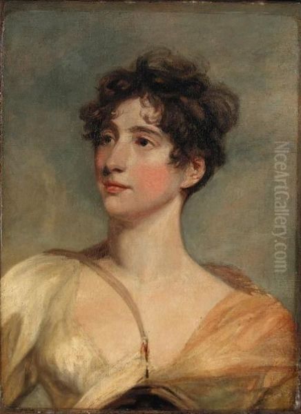 Portrait Of Mrs Frances 
Jerningham As Hebe, Bust-length, In A Whitedress And Yellow Shawl Oil Painting by John Hoppner