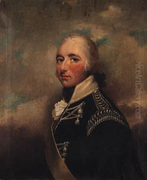 Portrait Of An Officer, Half-length, In The Uniform Of The 32ndlancers Oil Painting by John Hoppner