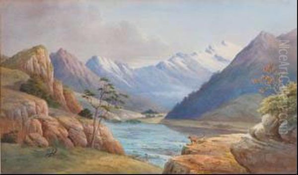 Headwaters Of South Island River Oil Painting by John Barr Clarke Hoyte