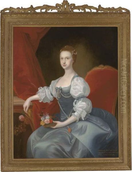 Portrait Of Catherine Stanhope (d.1810) Wife Of Edwyn Francisstanhope Of Stanwell Oil Painting by Thomas Hudson