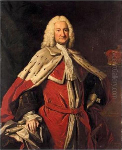 Portrait Of George Booth, 2nd Earl Of Warrington (1675-1758) Oil Painting by Thomas Hudson