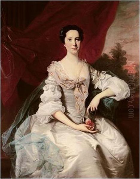 Portrait Of Miss Denison, Wife Of Jonathan Midgley Of Beverley, Yorkshire Oil Painting by Thomas Hudson