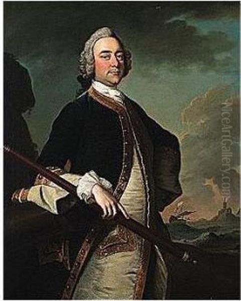 Portrait Of A Naval Officer Oil Painting by Thomas Hudson