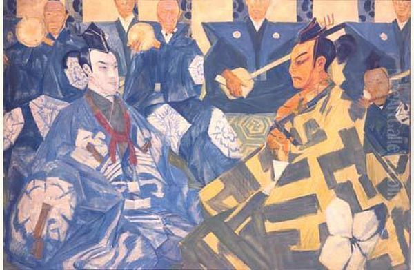 Japanese Theatre (kabuki) Oil Painting by Alexander Evgenievich Yakovlev