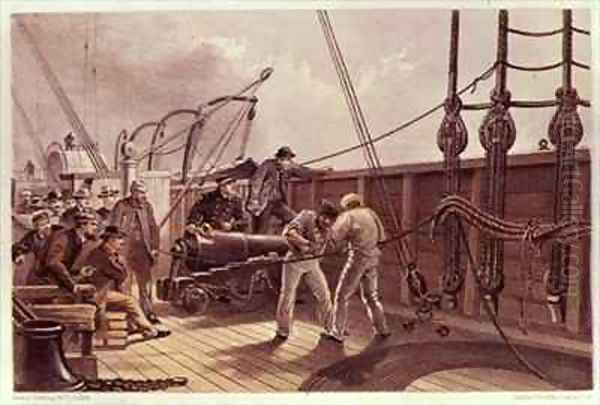 Splicing the Trans Atlantic telegraph cable Oil Painting by Robert Dudley