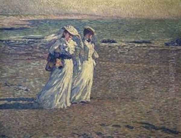 A Stroll On The Beach Oil Painting by Theo van Rysselberghe