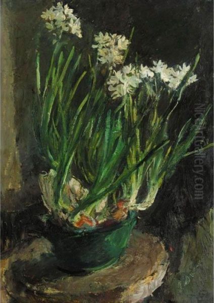 Flowers In A Green Pot Oil Painting by Alexander Evgenievich Yakovlev