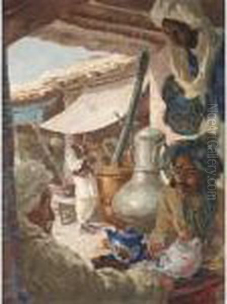 Bazaar At Ghazini Oil Painting by Alexander Evgenievich Yakovlev