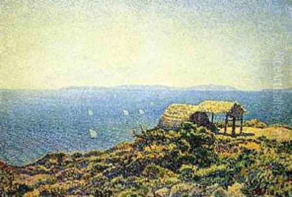 Ile Du Levant View From Cape Benat Brittany Oil Painting by Theo van Rysselberghe