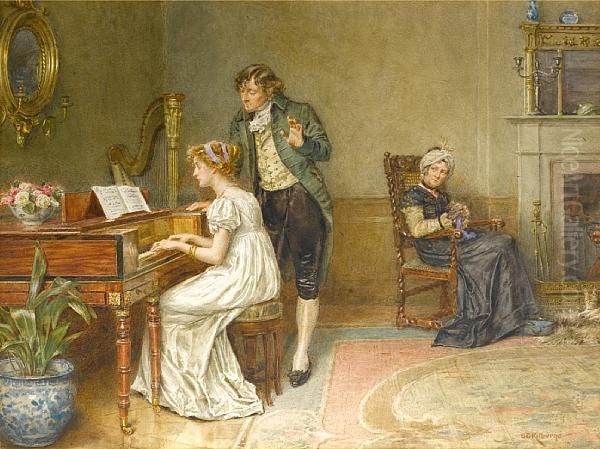 The Music Lesson Oil Painting by George Goodwin Kilburne