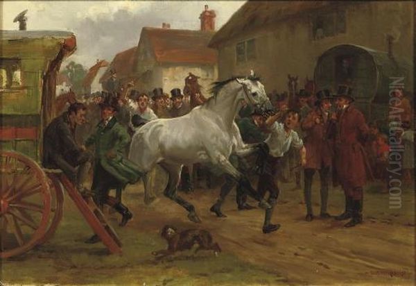 Presenting The Steed Oil Painting by George Goodwin Kilburne