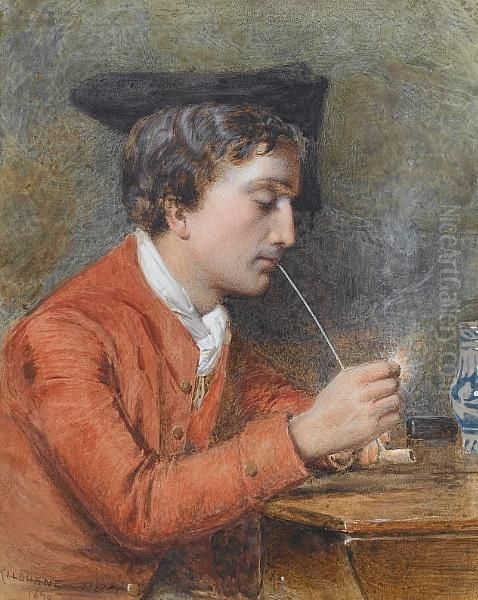 A Man Lighting A Pipe Oil Painting by George Goodwin Kilburne