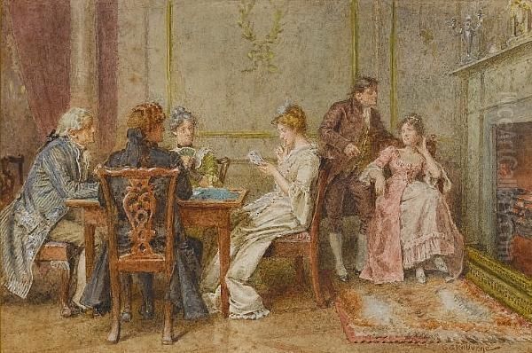 A Game Of Cards Oil Painting by George Goodwin Kilburne