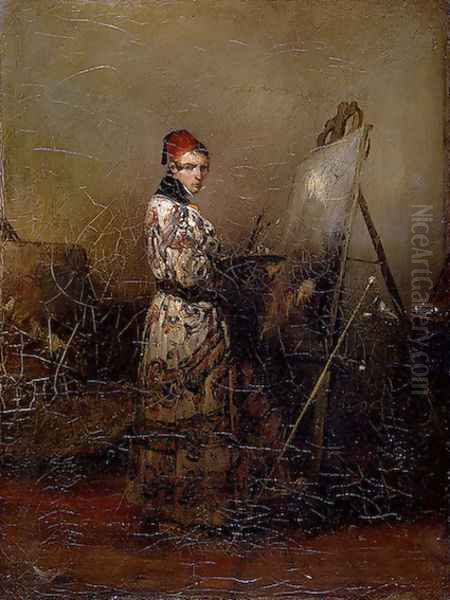 Self-Portrait Oil Painting by Alexandre Gabriel Decamps