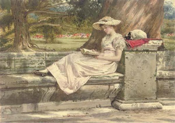 A Quiet Read In The Shade Oil Painting by George Goodwin Kilburne