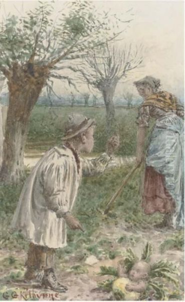 Tending The Cabbage Patch Oil Painting by George Goodwin Kilburne