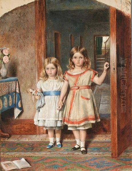 Two Sisters Oil Painting by George Goodwin Kilburne