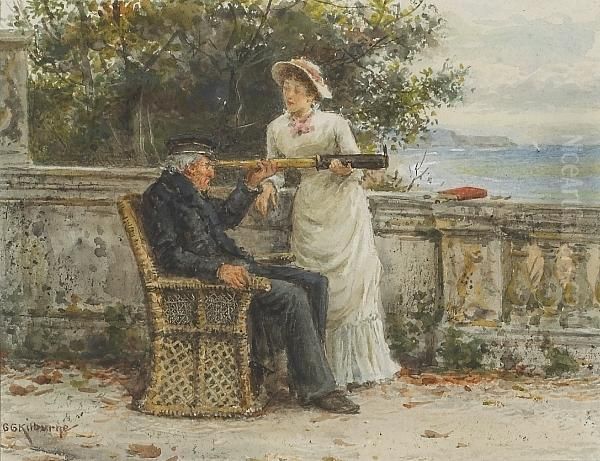 Through A Telescope Oil Painting by George Goodwin Kilburne