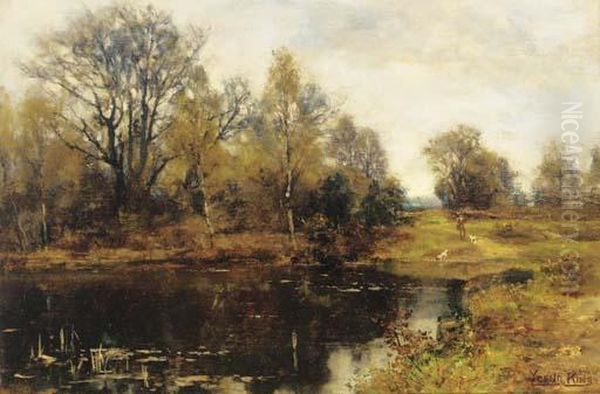 A Woodland Pool Oil Painting by Henry John Yeend King