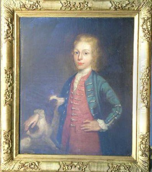 Portrait Of A Boy And His Dog Oil Painting by Sir Godfrey Kneller