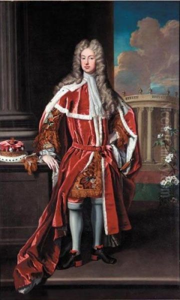 Portrait Of Allen Bathurst. 1st Earl Bathurst (1684-1775) Oil Painting by Sir Godfrey Kneller