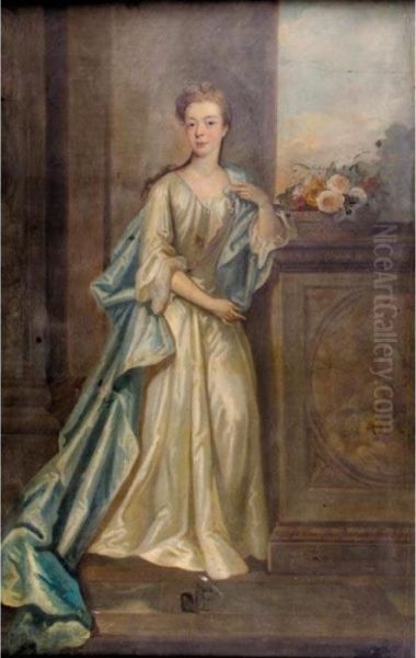 Portrait Of Lady Charlotte Herbert, Lady Jeffreys Oil Painting by Sir Godfrey Kneller