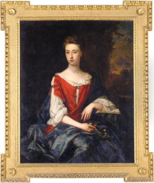 Portrait Of A Lady, Probably Of The Wharton Family Oil Painting by Sir Godfrey Kneller