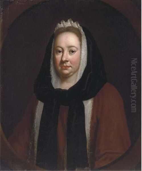 Portrait Of A Lady, Bust-length, In Widow's Weeds, In A Feignedoval Oil Painting by Sir Godfrey Kneller