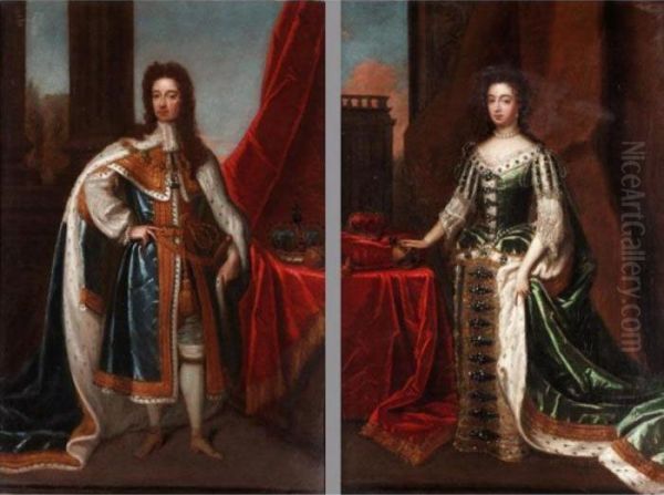 Portrait Of William Iii And Queen Mary Oil Painting by Sir Godfrey Kneller