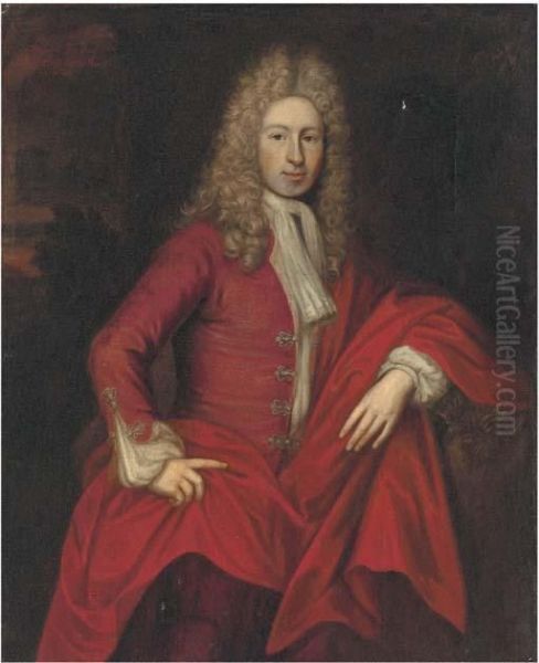 Portrait Of William Rawson, Three-quarter-length, In A Redcoat Oil Painting by Sir Godfrey Kneller