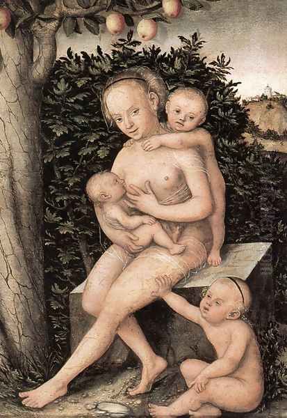 Charity Oil Painting by Lucas The Elder Cranach