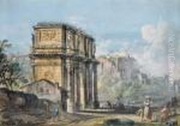 The Forum With The Arch Of Constantine Oil Painting by Jean-Baptiste Lallemand