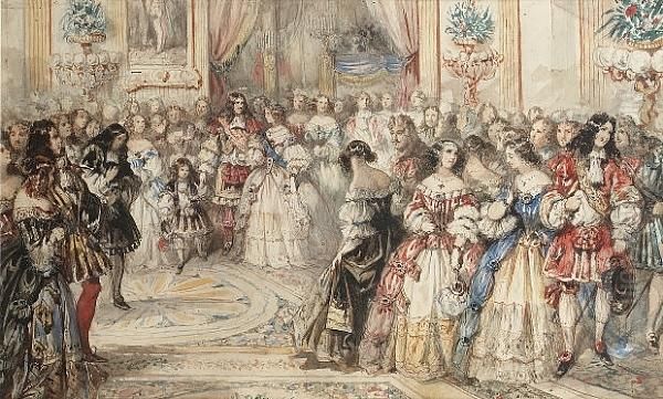 The Stuart Ball, Buckingham Palace, 13th June 1851 Oil Painting by Eugene Louis Lami