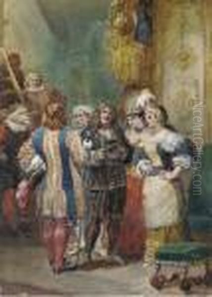 L'impromptu De Versailles, D'apres Moliere (scene Iii); Lemoisne,no. 1349 Oil Painting by Eugene Louis Lami