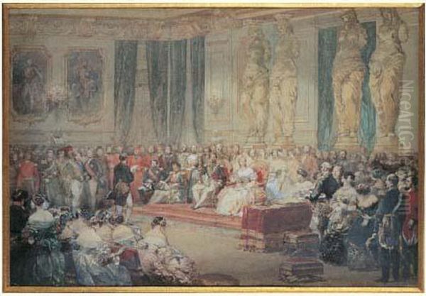 Reception Officielle Aux Tuileries Sous Le Second Empire Oil Painting by Eugene Louis Lami