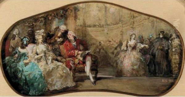 The Wedding Festivities Of Louis
 Xvi And Marie Antoinette At The Royal Theatre, Versailles Oil Painting by Eugene Louis Lami