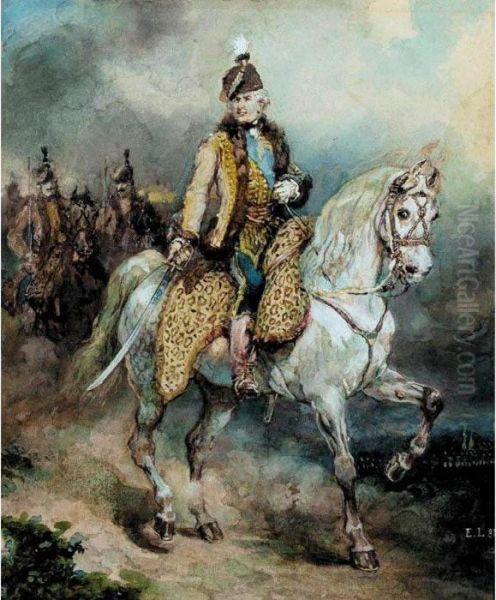 Military Leaders On Horseback: Two Works Oil Painting by Eugene Louis Lami