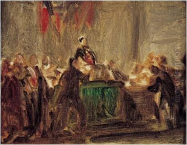 La Proclamation De Louis-philippe, Roi Des Francais Oil Painting by Eugene Louis Lami