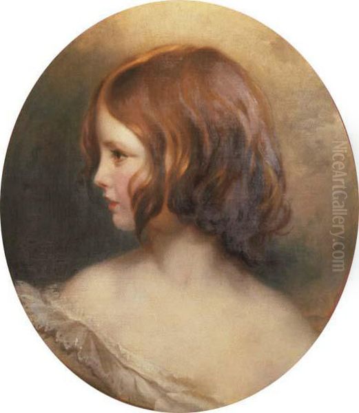 Portrait Of A Young Girl, Bust Length, In Profile Oil Painting by Sir Thomas Lawrence