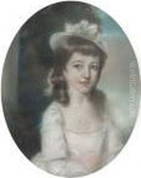 Portrait Of Eleanor Carne, Bust-length, In A White Dress Oil Painting by Sir Thomas Lawrence