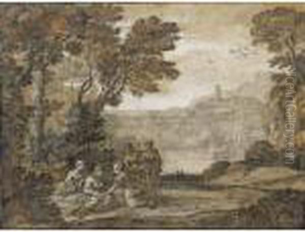 Landscape With The Nymph Egeria Mourning Over Numa Oil Painting by Claude Lorrain (Gellee)