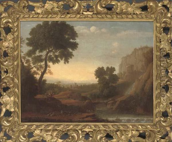 An Italianate River Landscape With Figures Resting Oil Painting by Claude Lorrain (Gellee)