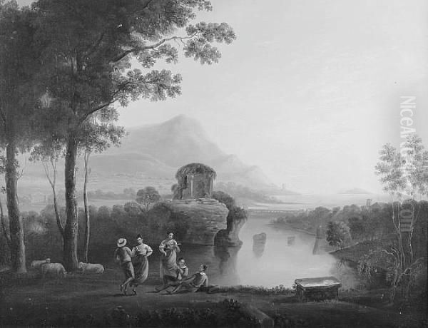 'fete Champetre' With Mountains And Sea Beyond Oil Painting by Claude Lorrain (Gellee)