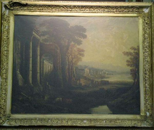 Extensive Landscape With Figures Amidst Ruins Oil Painting by Claude Lorrain (Gellee)