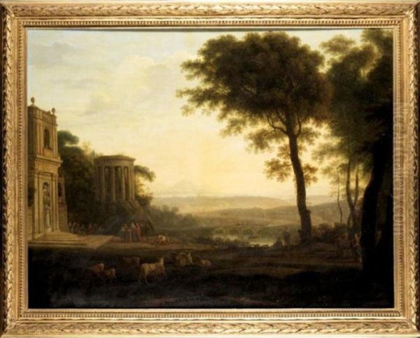 Landscape With The Father Of Psyche Sacrificing At The Milesian Temple Of Apollo Oil Painting by Claude Lorrain (Gellee)