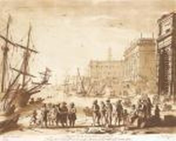 Paysages Animes Et Scenes De Port Oil Painting by Claude Lorrain (Gellee)